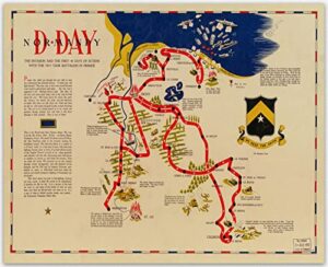 vintage photograph of normandy d-day ww2 map print, 1994 world war 2 wall art d-day military decor gifts – historical poster and art prints war military american history (16×24)