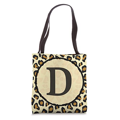 monogram name initial letter D cheetah skin print pattern Tote Bag