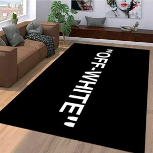 off white, black white printed rug, keep off rug, street art rug, fashion white, office & room decor, floor carpet, fashion, designer, gift 1.6x2feet-50x70cm(matsize)