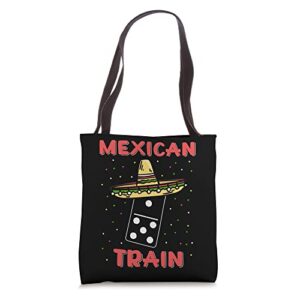 funny mexican trains dominoes tote bag