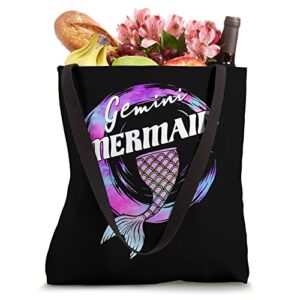 Gemini Mermaid Zodiac Sign With Mermaid Tail for Women Tote Bag