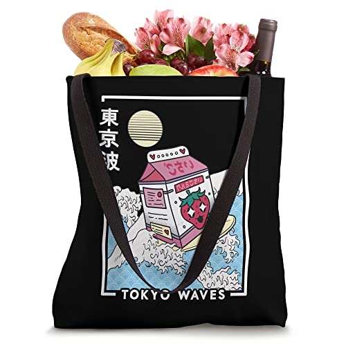 Strawberry Milk Japanese Wave Anime Kids Kawaii Aesthetic Tote Bag