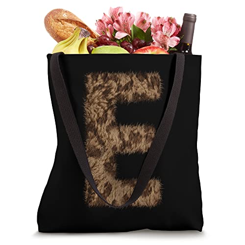 Leopard Cheetah Initial Letter E Name Alphabet Cute Print Tote Bag