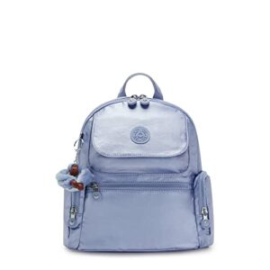 kipling matta up metallic backpack clear blue metallic