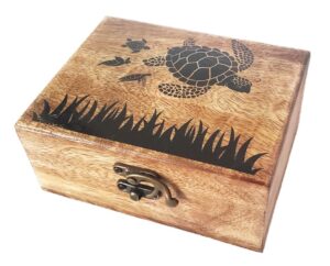 rk collections sea turtle lovers jewelry trinket keepsake box. home decor, gifts for beach and nautical lovers