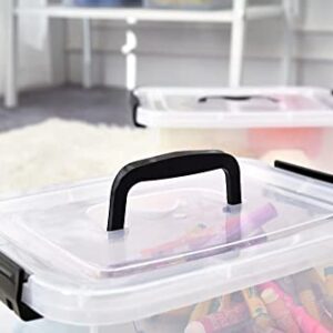 JUJIAJIA Clear Storage Latch Box/Bin, 2-Pack Plastic Organizing Container with Handle and Lids (7 QT/16QT)