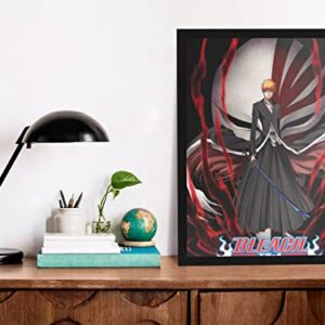 Bleach Anime Poster Ichigo Kurosaki Soul Reaper Swords Manga Comic Cool Aesthetic Modern Picture Japanese Bedroom Home Living Room Weeb Fan Birthday Gift Cool Wall Decor Art Print Poster 12x18