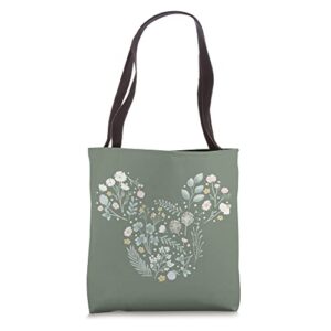 disney mickey mouse icon spring flowers sage green tote bag