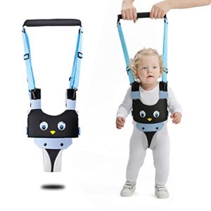 handheld baby walking harness kids walking learning helper for boys girls adjustable baby walker safety harness assistant belt for toddler infant child 7-24 month (black-penguin)