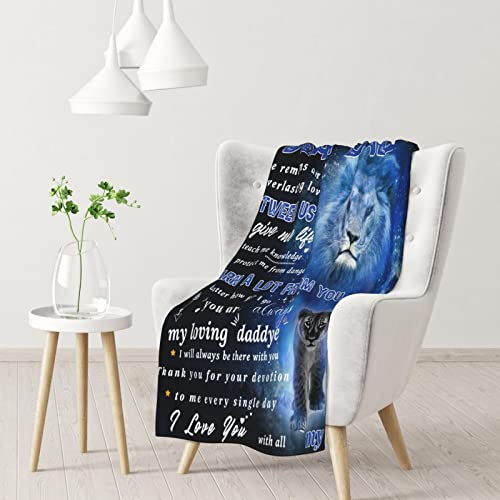 to My Dad Gift Blanket from Daughter Son,Birthday Gifts from Lion Blanket to My Father, Personalized, Super Cozy Lightweight Father Gifts Idea 60" x 80"
