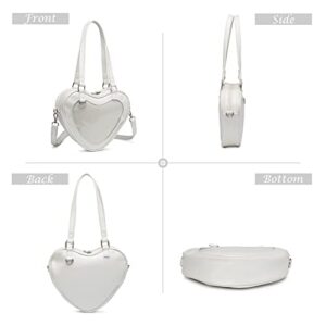 Emprier Women Heart Shaped Shoulder Bags Clear Tote Purse Ita Bag Backpack Cross body Purse for Anime Pins