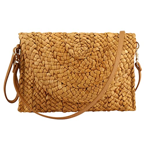 Rkrouco Women's Straw Shoulder Bag Straw Clutch Purse Summer Beach Bags Crossbody Wallet Woven Handbags