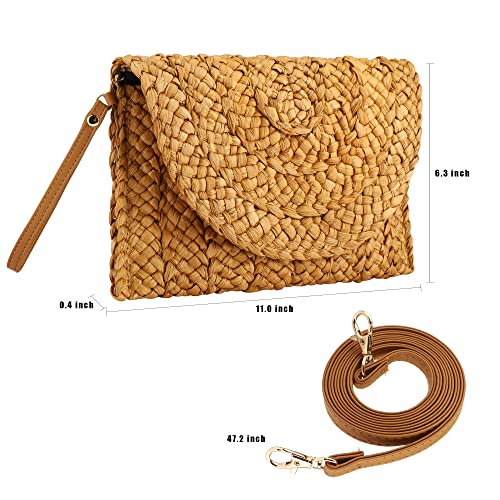 Rkrouco Women's Straw Shoulder Bag Straw Clutch Purse Summer Beach Bags Crossbody Wallet Woven Handbags