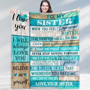 Fecvdlis Sisters Gifts from Sisters,Sister Birthday Gifts from Sister Throw Blanket Sister Gifts to My Bestie Valentines Gifts Warm Cozy Flannel Blanket for Bedding Sofa (60"X50", Sister Gifts)