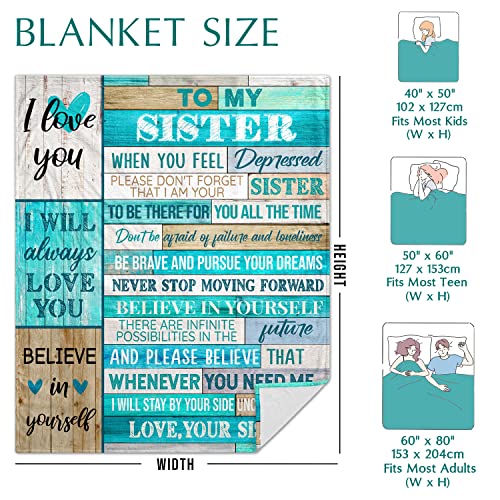 Fecvdlis Sisters Gifts from Sisters,Sister Birthday Gifts from Sister Throw Blanket Sister Gifts to My Bestie Valentines Gifts Warm Cozy Flannel Blanket for Bedding Sofa (60"X50", Sister Gifts)