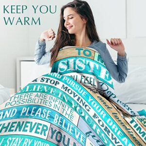 Fecvdlis Sisters Gifts from Sisters,Sister Birthday Gifts from Sister Throw Blanket Sister Gifts to My Bestie Valentines Gifts Warm Cozy Flannel Blanket for Bedding Sofa (60"X50", Sister Gifts)