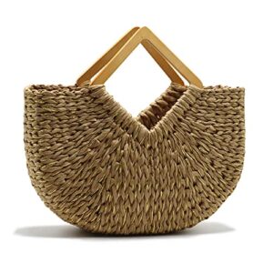 womens top handle straw beach tote bags shoulder bag beach bag large size purses big woven rhombus handle bag