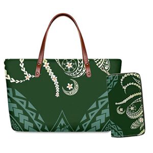 green tribal floral shoulder bag organizer for women top handle small tote handbag & purse with zipper fashion pocketbook