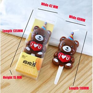 Cartoon Hug Bear Candle Set,Cute Mini Bear and I Love You Funny Baby Kids Children Happy Birthday Candles,Party Supplies,Cake Decoration
