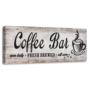 coffee bar signs for kitchen retro coffee decor for coffee bar open daily fresh brewed self serve rustic wood grain coffee station decor wall plaques