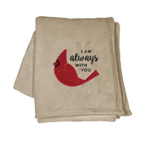 enesco izzy and oliver caring cardinals always with you bereavement plush throw blanket, 50 by 60 inch, beige