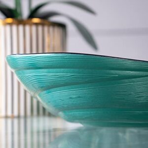 A&B Home Glass Fruit Bowl - Blue Green Decorative Bowl, Large Glass Bowl Tabletop Home Décor, Coffee Table Centerpiece Assecories, 13" x 9" x 3"