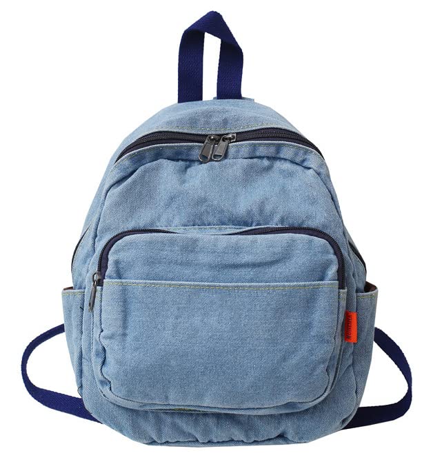 ZEHO Denim Backpack Jeans Backpacks Student Backpack High School Bookbags Retro Daypack, Light Jean Blue, One Size