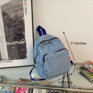 ZEHO Denim Backpack Jeans Backpacks Student Backpack High School Bookbags Retro Daypack, Light Jean Blue, One Size