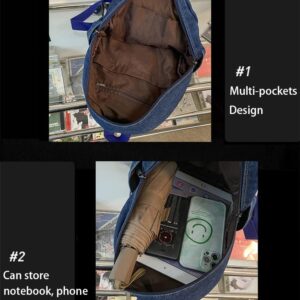ZEHO Denim Backpack Jeans Backpacks Student Backpack High School Bookbags Retro Daypack, Light Jean Blue, One Size