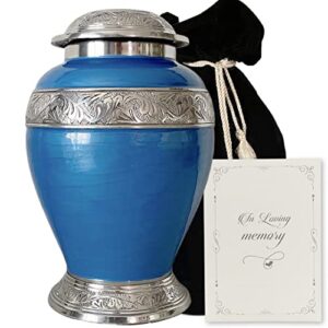 ayerloom urn for human ashes, peaceful blue adult memorial urn for mom, dad, husband or wife, funeral cremation urn