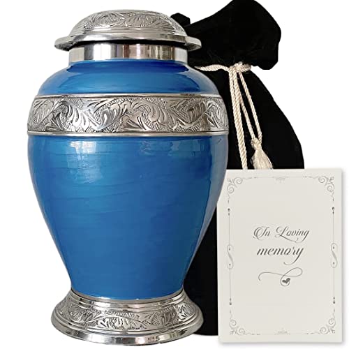 Ayerloom Urn for Human Ashes, Peaceful Blue Adult Memorial Urn for Mom, Dad, Husband or Wife, Funeral Cremation Urn