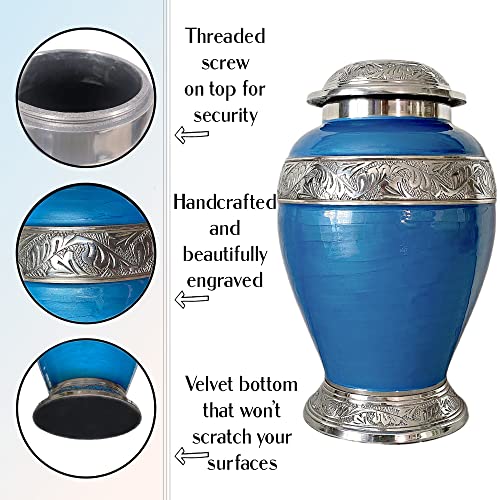 Ayerloom Urn for Human Ashes, Peaceful Blue Adult Memorial Urn for Mom, Dad, Husband or Wife, Funeral Cremation Urn