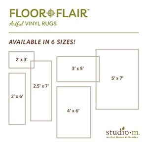 Studio M Floor Flair Jubilee - 2.5 x 7 Ft Decorative Vinyl Rug - Non-Slip, Waterproof Floor Mat - Easy to Clean, Ultra Low Profile - Printed in The USA