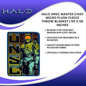 Halo UNSC Master Chief Micro Plush Fleece Throw Blanket | Plush Soft Polyester Cover For Sofa and Bed, Cozy Home Decor, Luxury Room Essential | Video Game Gifts For Adults, Teens | 50 x 60 Inches