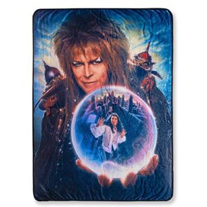 labyrinth movie poster fleece throw blanket | plush soft polyester cover for sofa and bed, cozy home decor, luxury room essential | jim henson company gifts for adults, teens | 45 x 60 inches