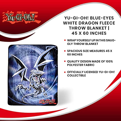 Yu-Gi-Oh! Blue-Eyes White Dragon Fleece Throw Blanket | 45 x 60 Inches