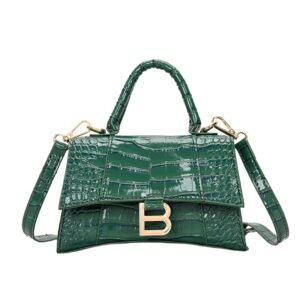 hourglass bag women’s bag casual cool shoulder messenger bag small black square bag (green)