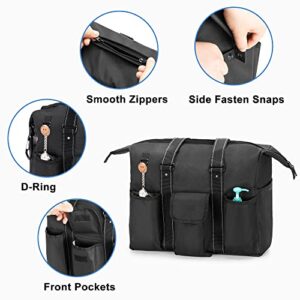 Damero Nurse Bag for Work, Home Health Nurse Bag with Zip-Top Closure and Side Fasten Snaps for Home Visits, Health Care, Black