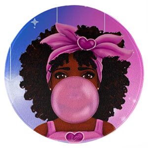 RUI＆TONG Modern Round Area Rug Black Girl Magic African Girl Blowing Bubble Gum Super Soft Cozy Rug Suitable for Floor Home Bedroom Diameter 24 inches ( 60cm)