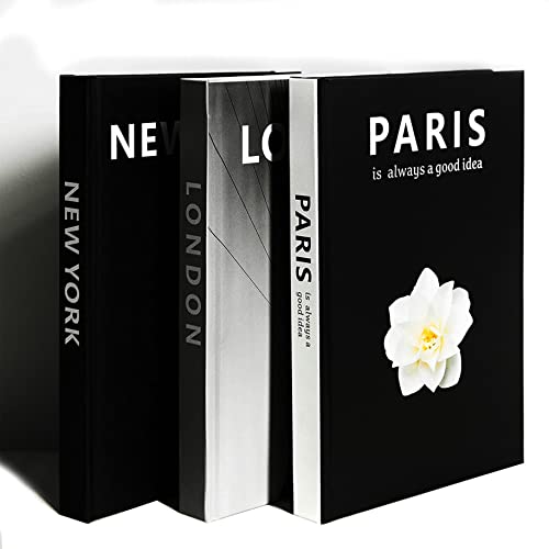 3 Pieces Large Size Fashion Decorative Book,Decorative Hardcover Books, Modern Stack,Fashion Design Book ,Display Books for Coffee Tables/Shelves Black and White Gray Shelf Night Stands Decor