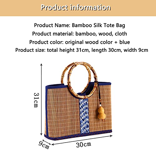JINYISI Bamboo bag, Bamboo purse, Straw purses for women, Straw purse,Bamboo bag storage organizer, Bamboo bags for women, Bamboo Silk Tote Bag, Bamboo straw bag