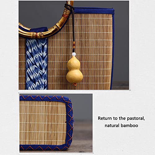 JINYISI Bamboo bag, Bamboo purse, Straw purses for women, Straw purse,Bamboo bag storage organizer, Bamboo bags for women, Bamboo Silk Tote Bag, Bamboo straw bag