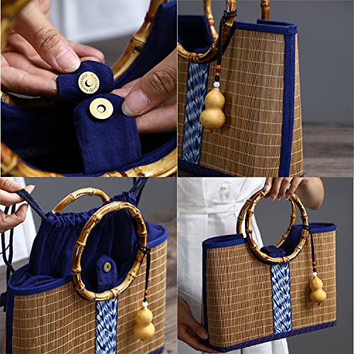 JINYISI Bamboo bag, Bamboo purse, Straw purses for women, Straw purse,Bamboo bag storage organizer, Bamboo bags for women, Bamboo Silk Tote Bag, Bamboo straw bag