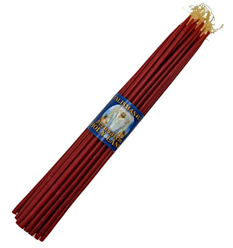 33 Natural 100% Beeswax Taper Candles 11 inch Tall Blessed Church Jerusalem Holy Land Candles (Red)