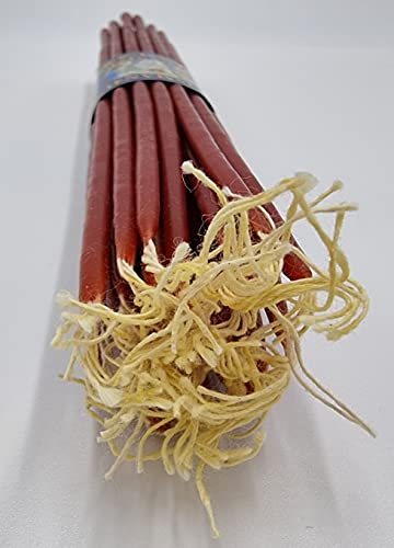 33 Natural 100% Beeswax Taper Candles 11 inch Tall Blessed Church Jerusalem Holy Land Candles (Red)