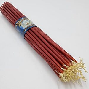 33 Natural 100% Beeswax Taper Candles 11 inch Tall Blessed Church Jerusalem Holy Land Candles (Red)