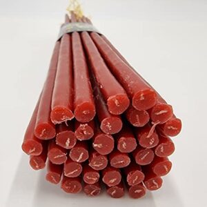 33 Natural 100% Beeswax Taper Candles 11 inch Tall Blessed Church Jerusalem Holy Land Candles (Red)