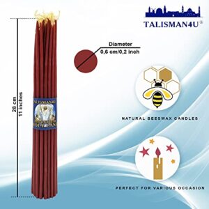 33 Natural 100% Beeswax Taper Candles 11 inch Tall Blessed Church Jerusalem Holy Land Candles (Red)