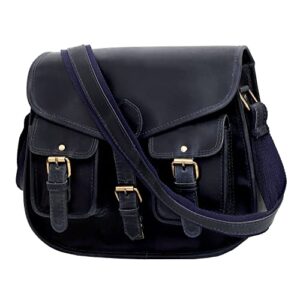 Ruzioon Leather Crossbody Purse Women Shoulder Bag Satchel Ladies Travel Purse Genuine Leather (vintage dark blue)