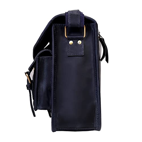 Ruzioon Leather Crossbody Purse Women Shoulder Bag Satchel Ladies Travel Purse Genuine Leather (vintage dark blue)